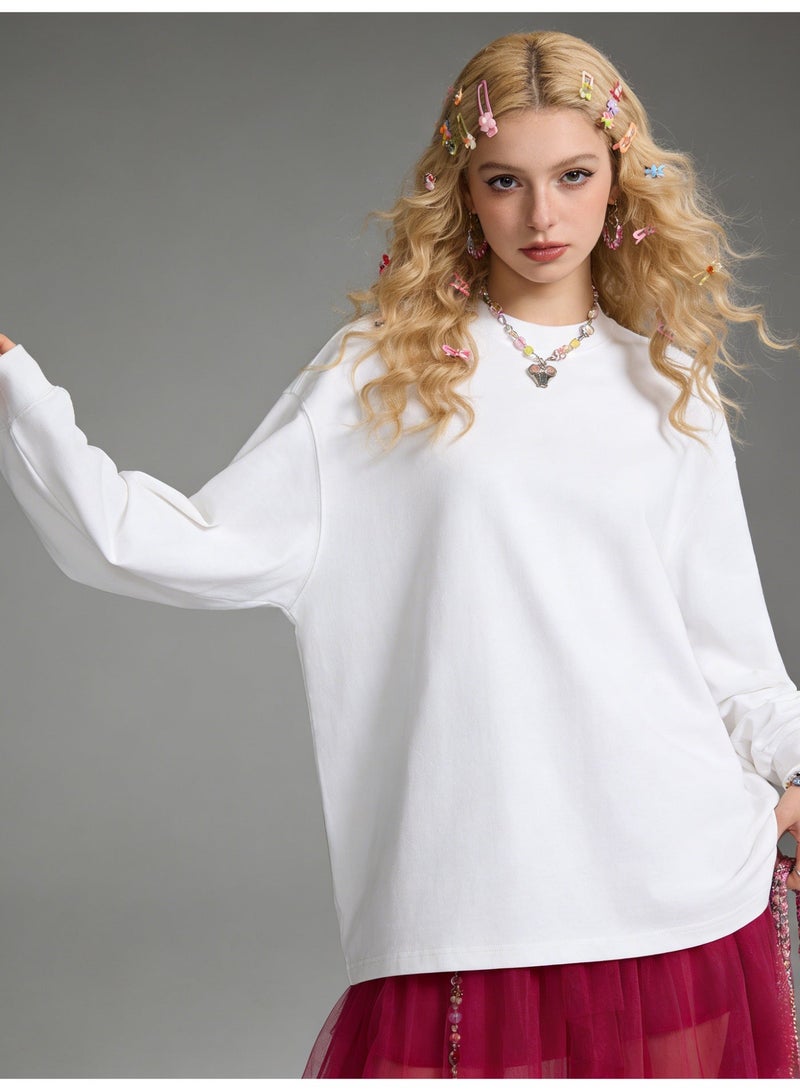 oversize 100% pure cotton long sleeve T-shirt | unisex casual basic T-shirt, suitable for daily and outdoor sports. - Image 3